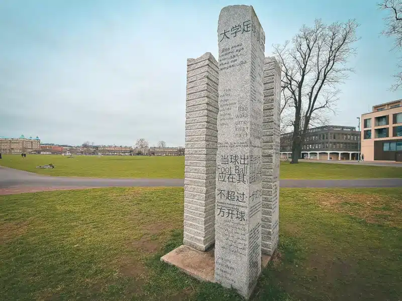 football monument near the Gonville Hotel, Cambridge