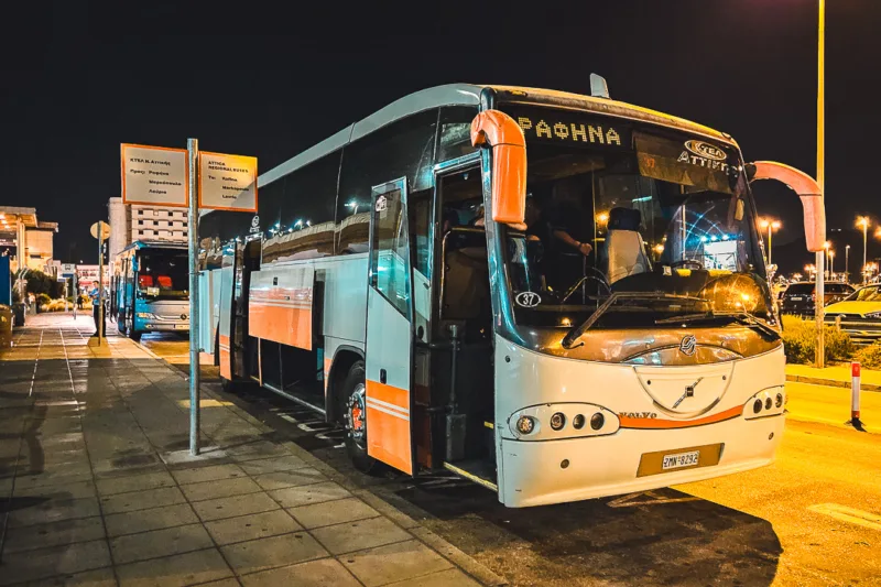 athens airport bus to Rafina ferry port at airport bus stop