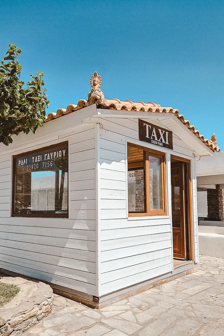 taxi rank at gavrio port, andros