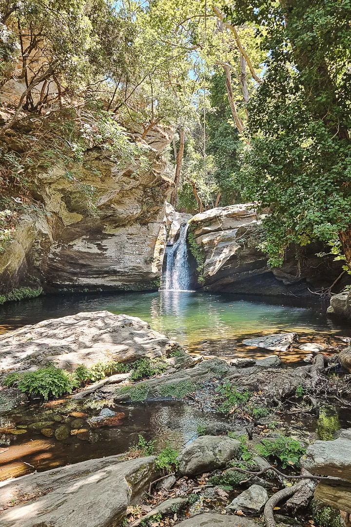 Gerolimni lake waterfall