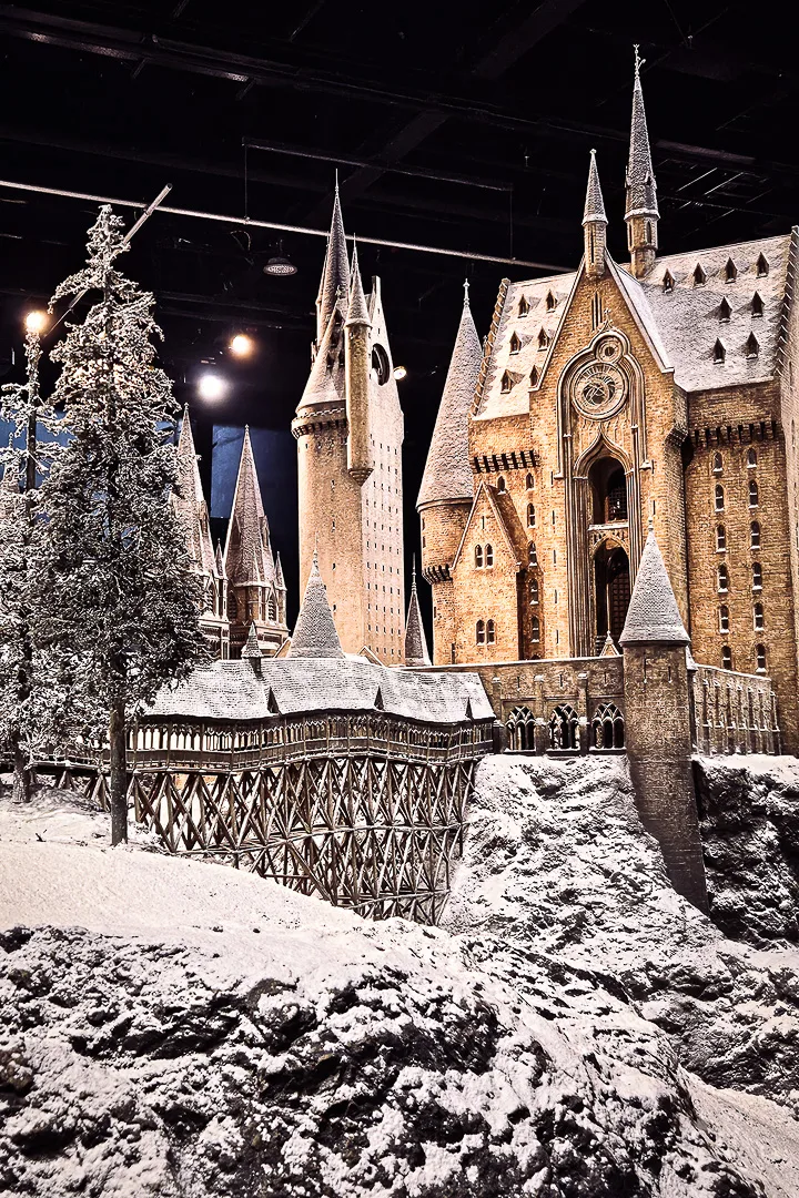 hogwarts model in the snow